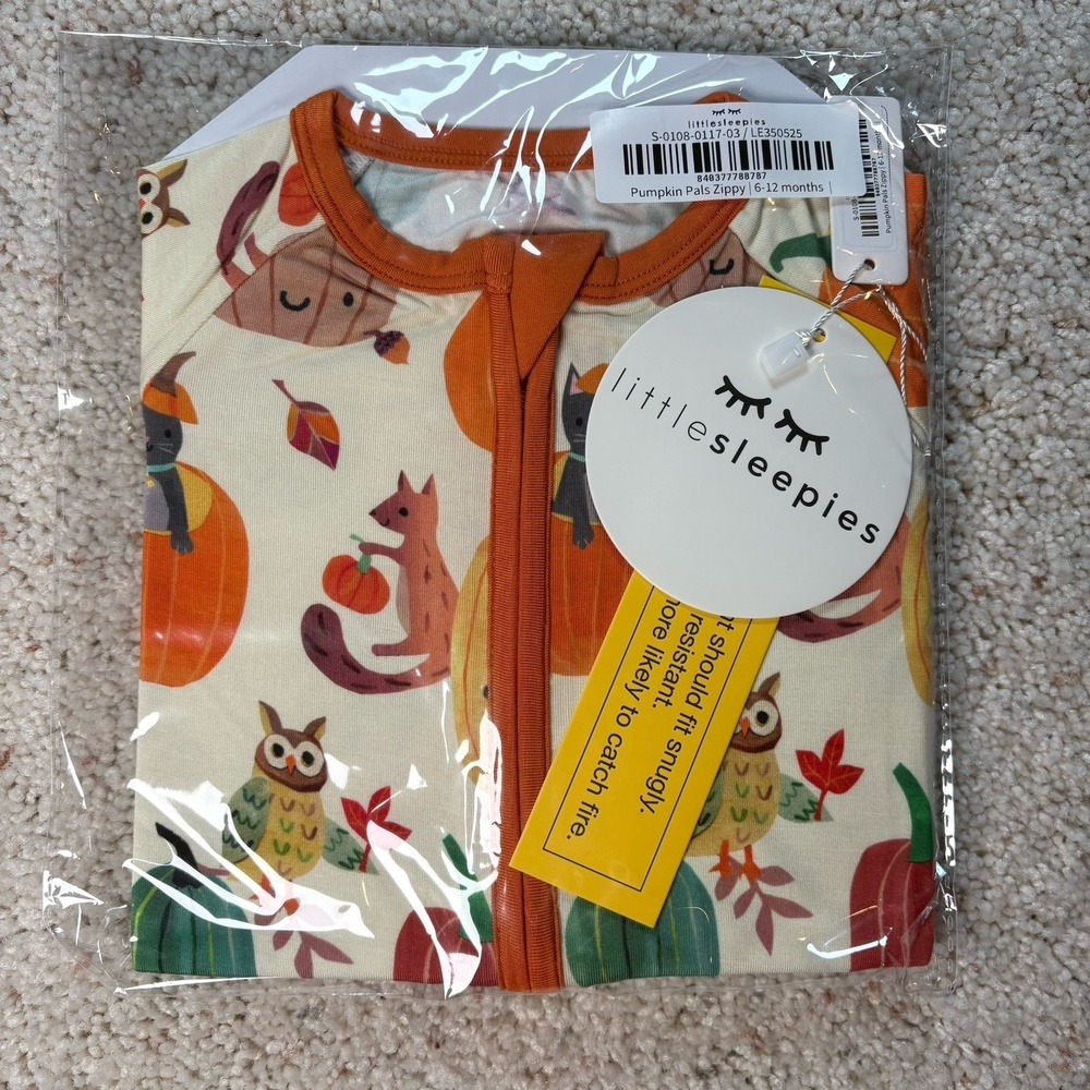 Little Sleepies Pumpkin Pals BambooZippy 6-12 months NEW